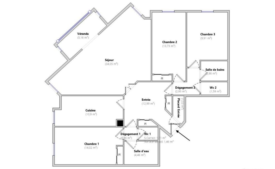 Appartement 116.3 m2 Puteaux limite Suresnes